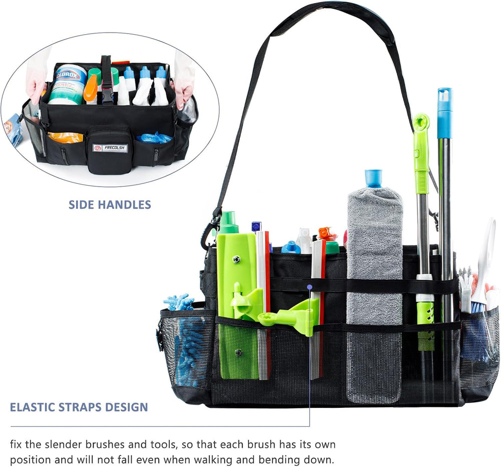 Cleaning Caddy for Cleaning Supplies,Large Cleaning Bag with Shoulder Strap