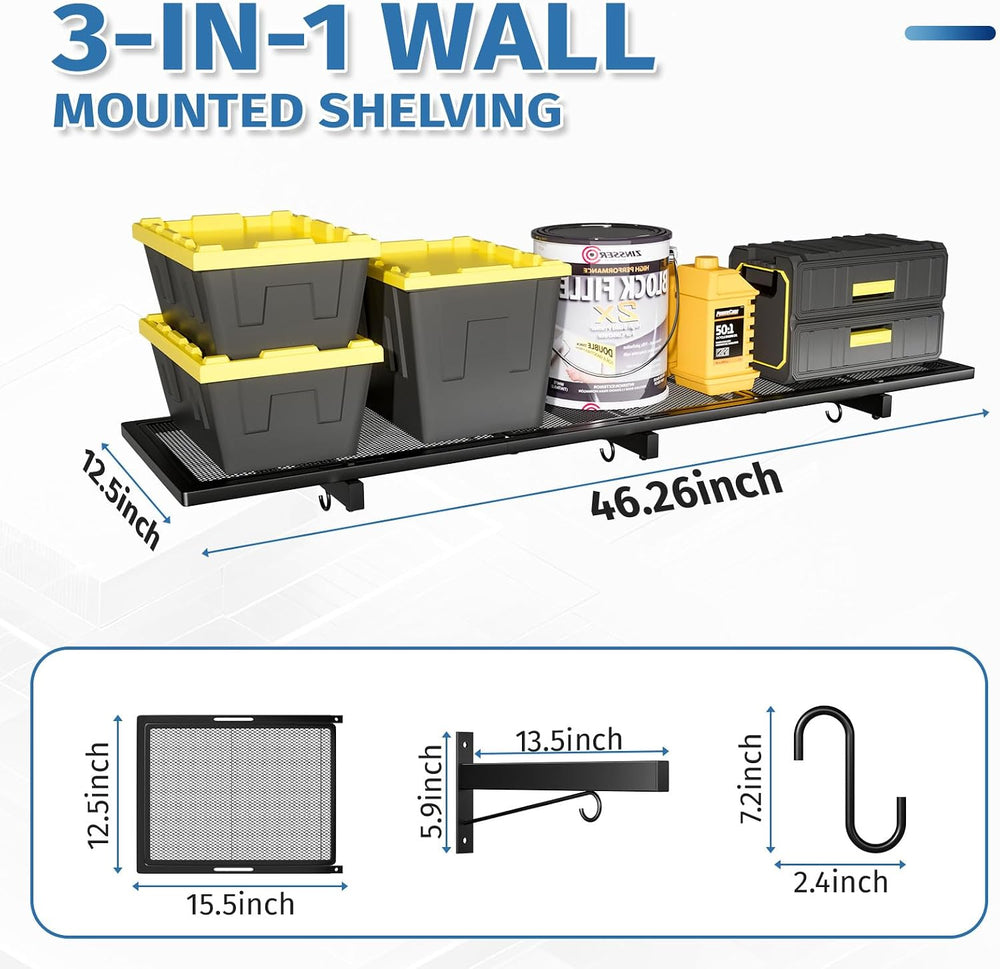2 Pack Garage Wall Shelving,46"X 12.5" Garage Shelving Wall Mounted...