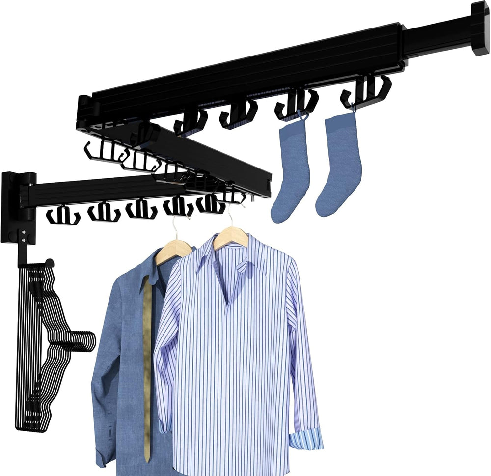 Kelisiting Clothes Drying Rack, Wall Mounted Laundry Drying Rack, Upgrade 3-F...