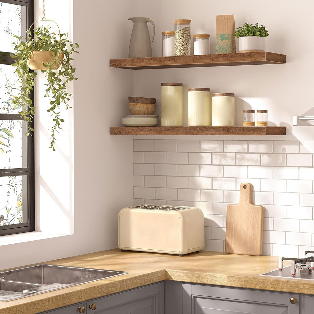 HOOBRO Floating Shelves for Wall, Wall Mounted Shelf Set of 2, 31.5" Han...