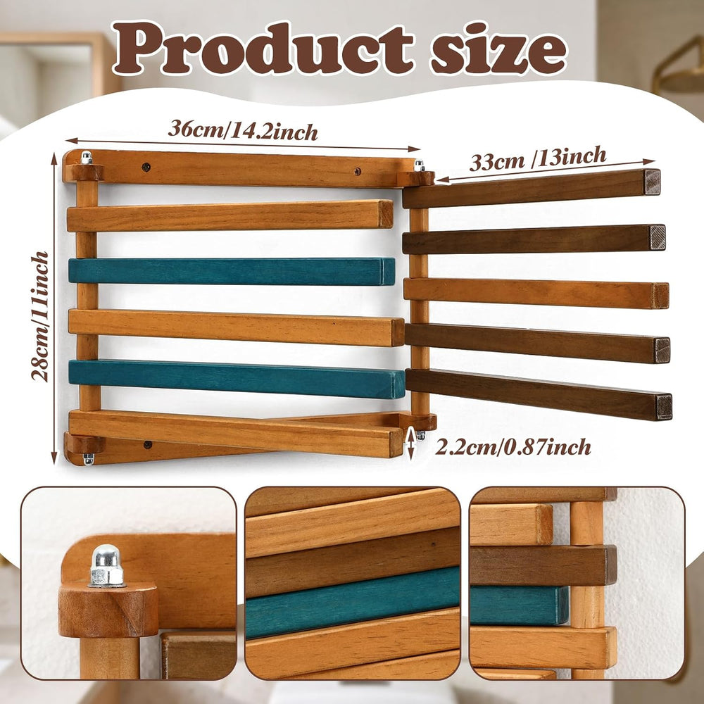 Novabright 1 Pcs Wood Foldable Wall Mounted Drying Rack, Colorful