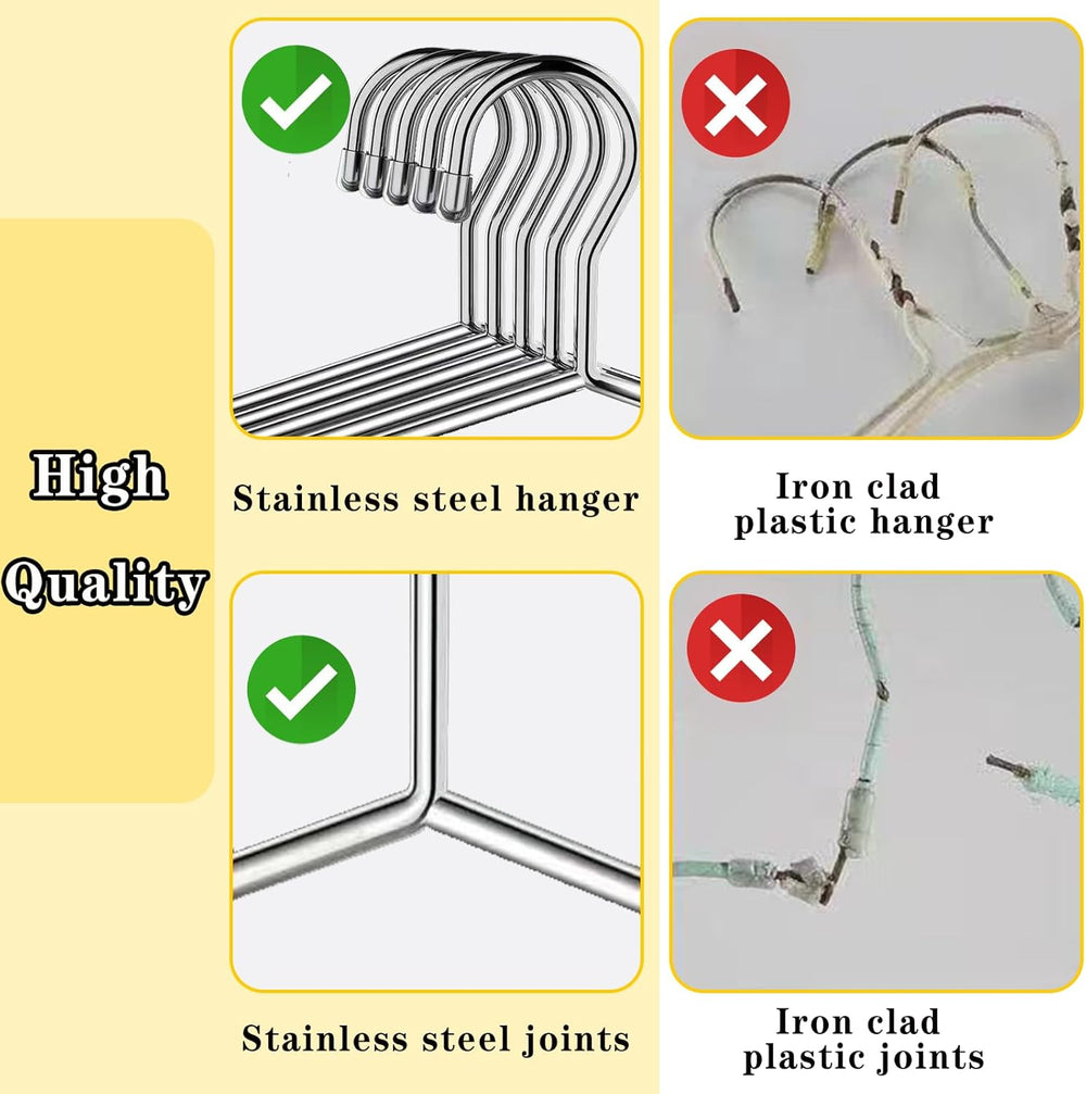 50 Pack Metal Coat Hangers Clothing Hangers Heavy Duty, Stainless Steel for C...