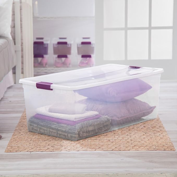 Sterilite 4-Pack 110 Quart ClearView Latch Box, Stackable Organizer Bins