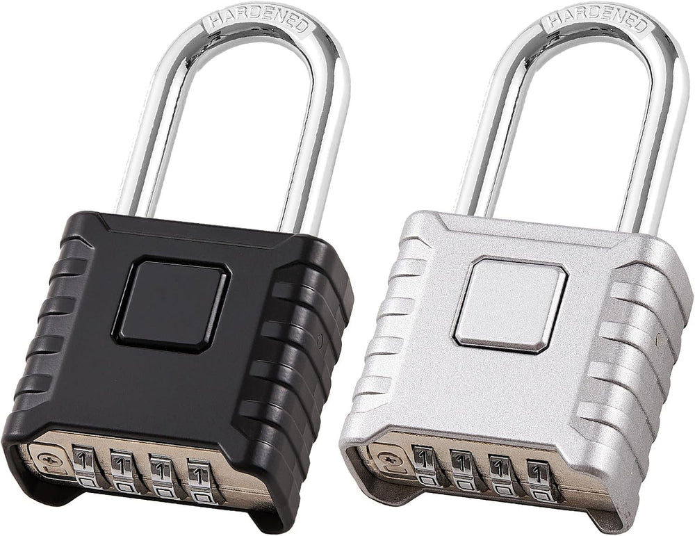 2 Pack disecu Heavy Duty Long Shackle 4 Digit Combination Lock, One Touch Unl...