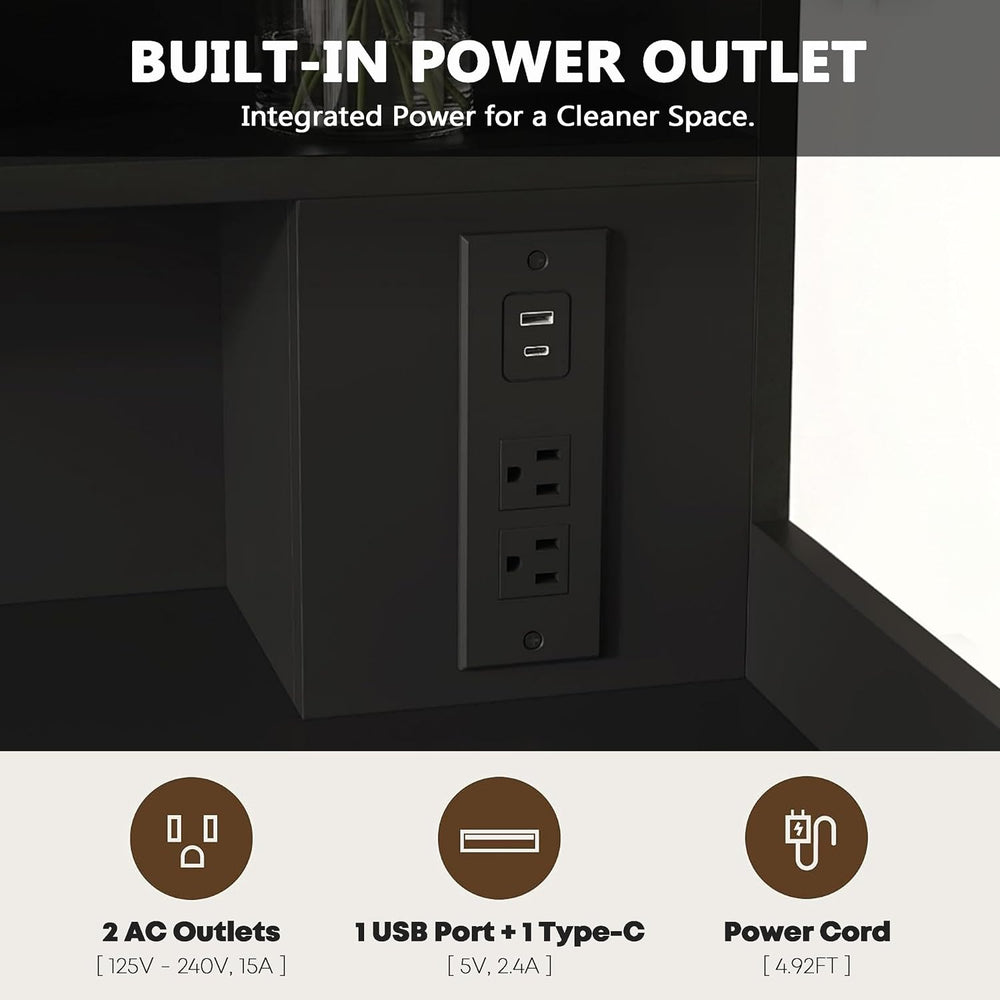 2-Tier Washer Dryer Countertop with Charging Station & Shelves, 54" ...
