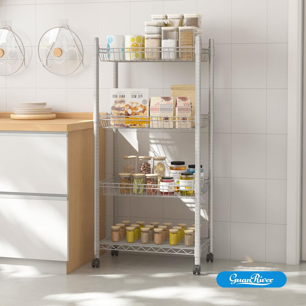 Guan River 4 Tier Wire Basket Shelf,Silver,23.23" L x 13.11" W x 49...
