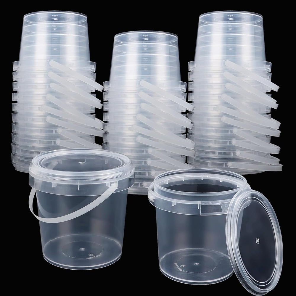 35 PCS 16 oz Slime Containers with Lids and Handles, Plastic 500ml Storage Bu...