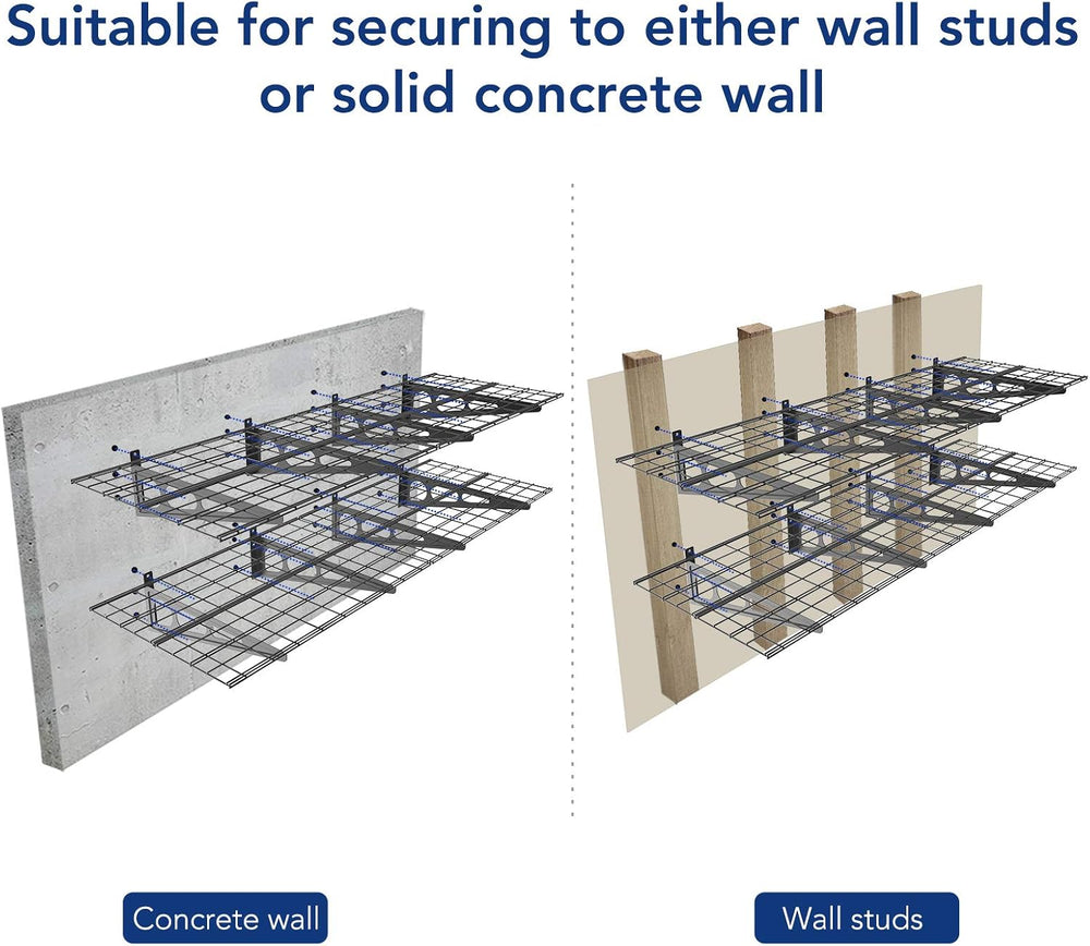 FLEXIMOUNTS 4-Pack 2x6ft 24-inch-by-72-inch Wall Shelf Garage Storage Rack Fl...