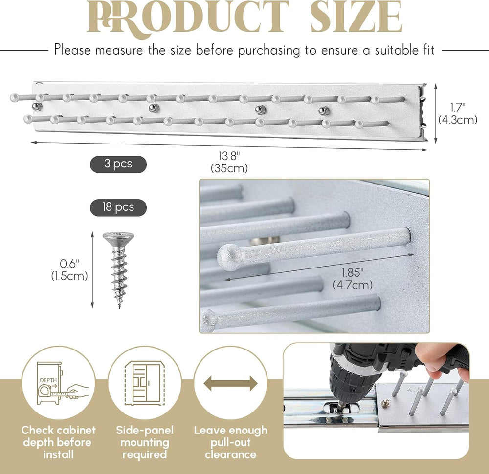 Blulu 3 Pcs 13.8'' Sliding Tie Rack Hangers for Closet, 25 Tie Each, ...