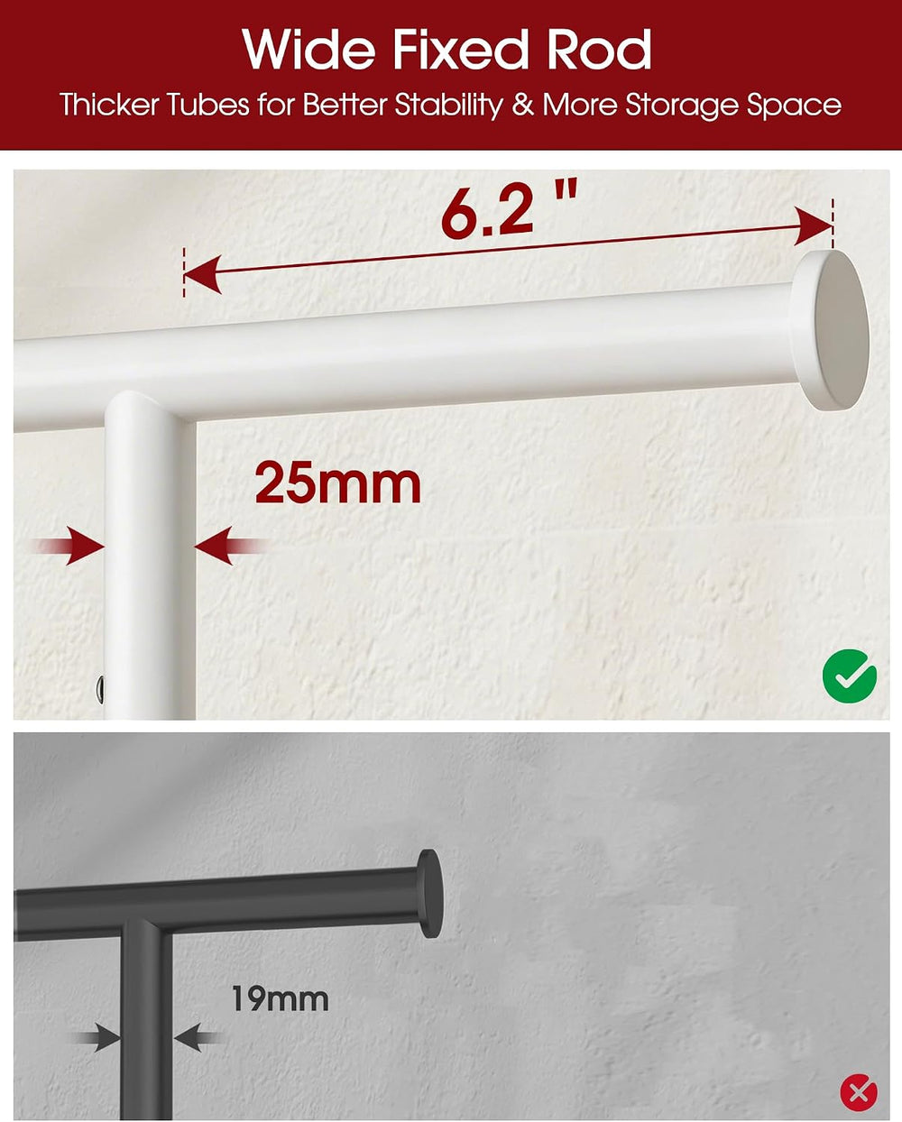 Sakugi Clothes Rack - Large-Capacity Clothing Racks for Hanging Clothes with ...