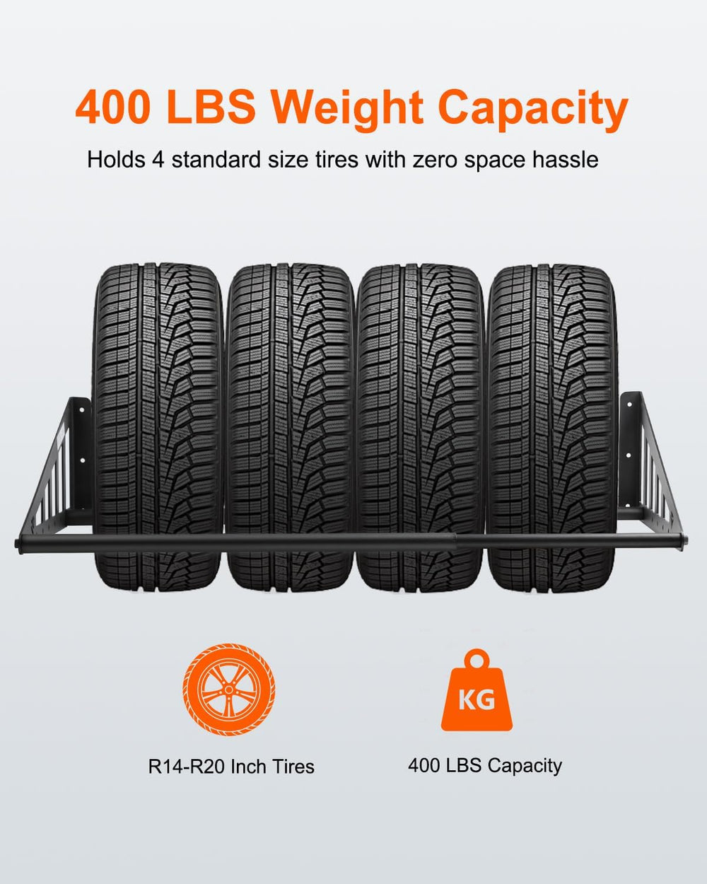 JY PERFORMANCE Adjustable Wall Mounted Tire Rack, Fits 31"-56" Wide