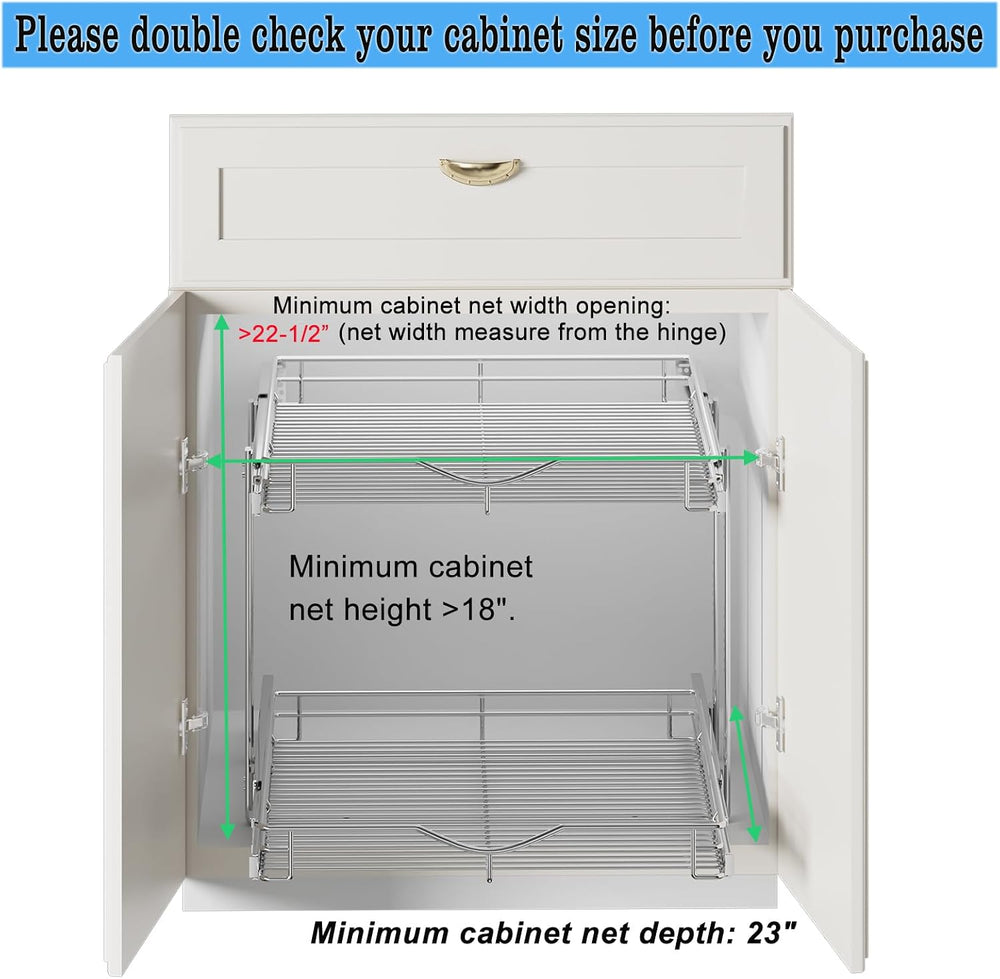 DINDON Pull Out Cabinet Organizer (22-1/2" W x 21-1/2"D), Cabinet P...