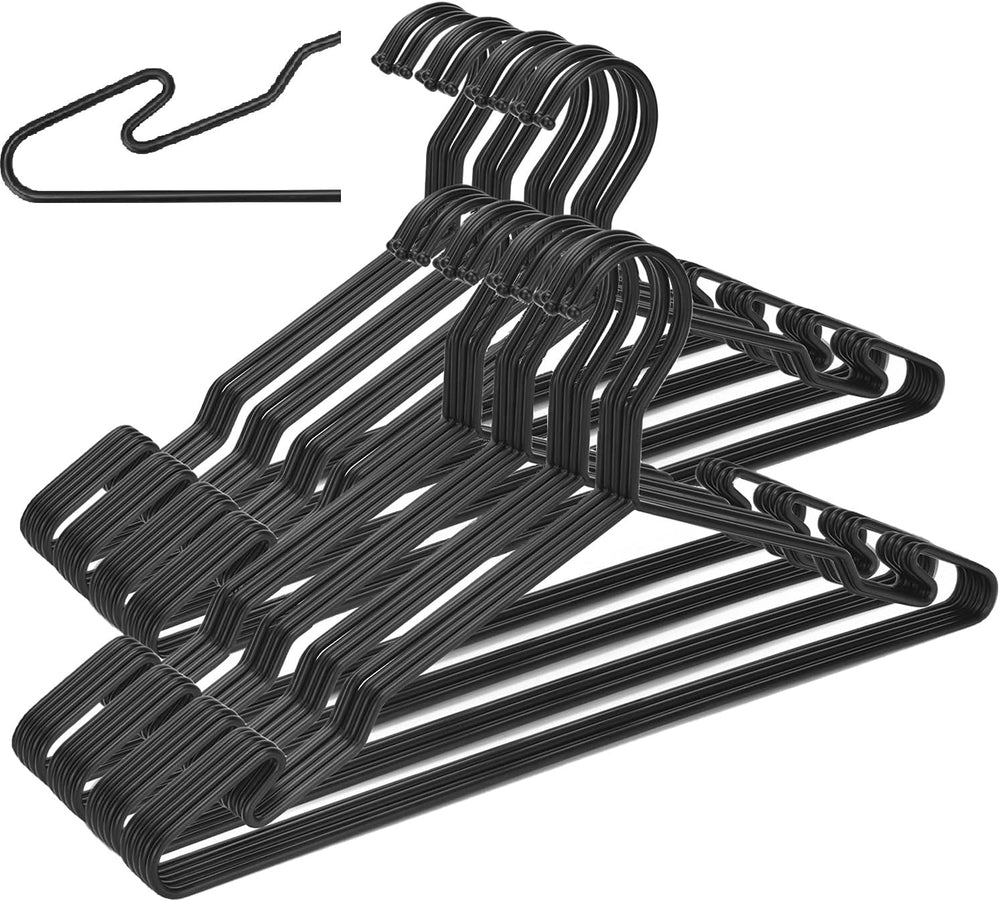 Black Metal Hangers, Heavy Duty Clothes Hangers with Non-Slip Grooves, Slim S...