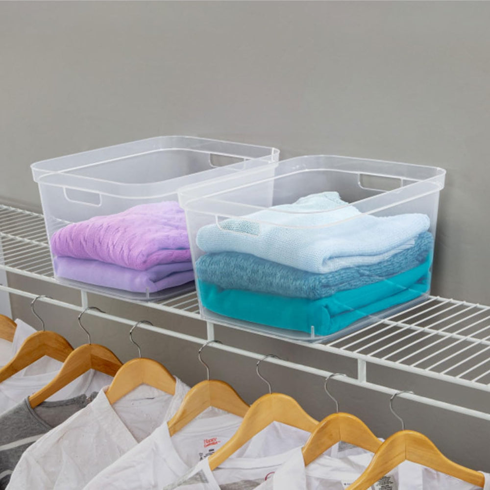 Sterilite 8.25x12.25x15 Inch Modern Polished Storage Bin w/Comfortable Carry ...