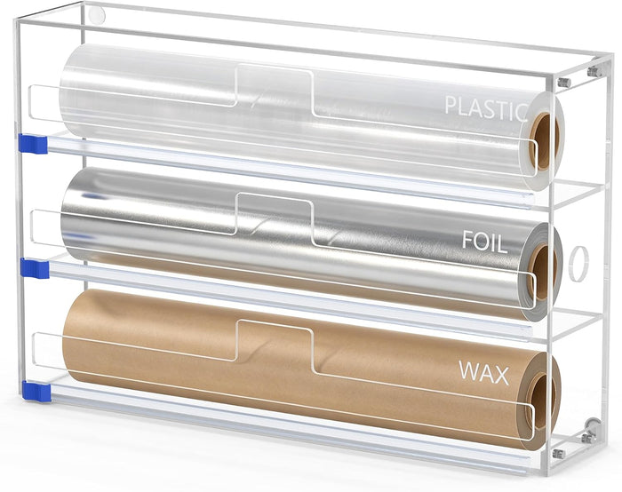 3 In 1 Acrylic Aluminum Foil, Plastic Wrap Organizer with Cutter
