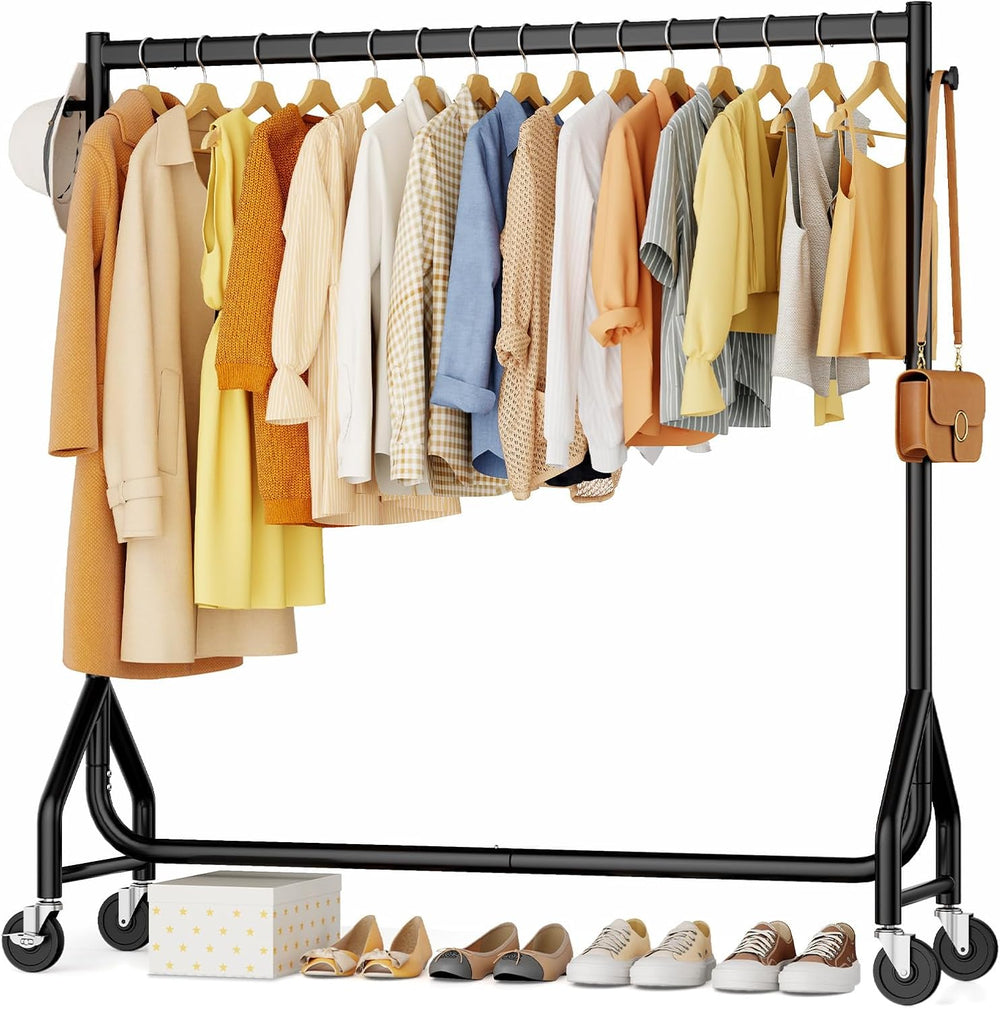 HYSEYY Clothes Clothing Rack, Rolling Heavy Duty Clothes Rack Load 420 LBS Wi...