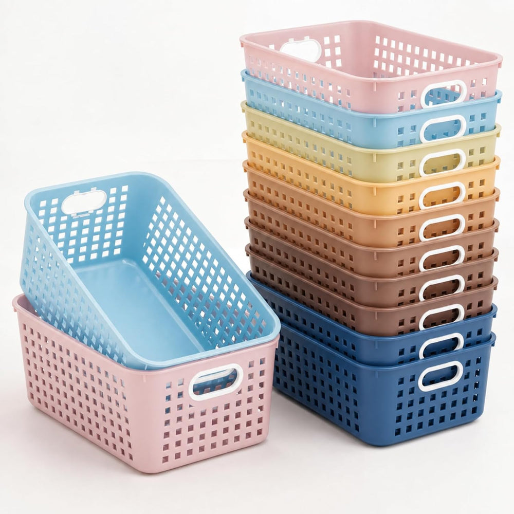 Geetery 12 Pcs Classroom Storage Baskets 11 x 7" Plastic Bins,Boho