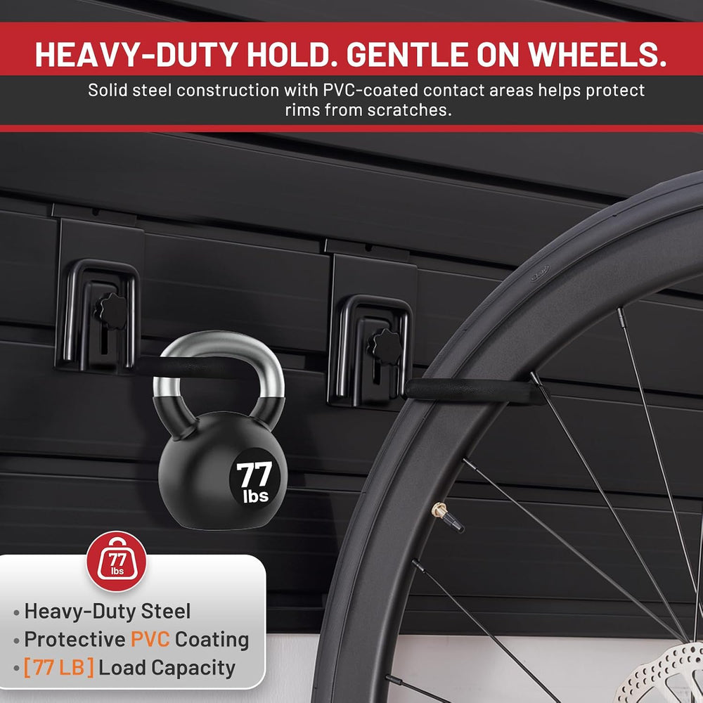 Locking Slatwall Bike Hooks, Heavy Duty Bicycle Hanger with PVC Coating, Wall...