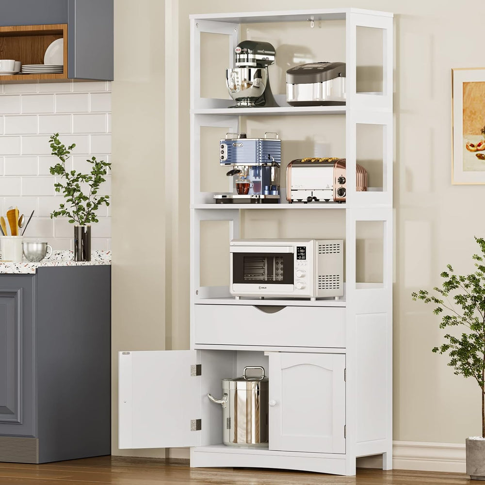 DICTAC Kitchen Pantry Storage Cabinets Freestanding Tall Bathroom Cabinet wit...