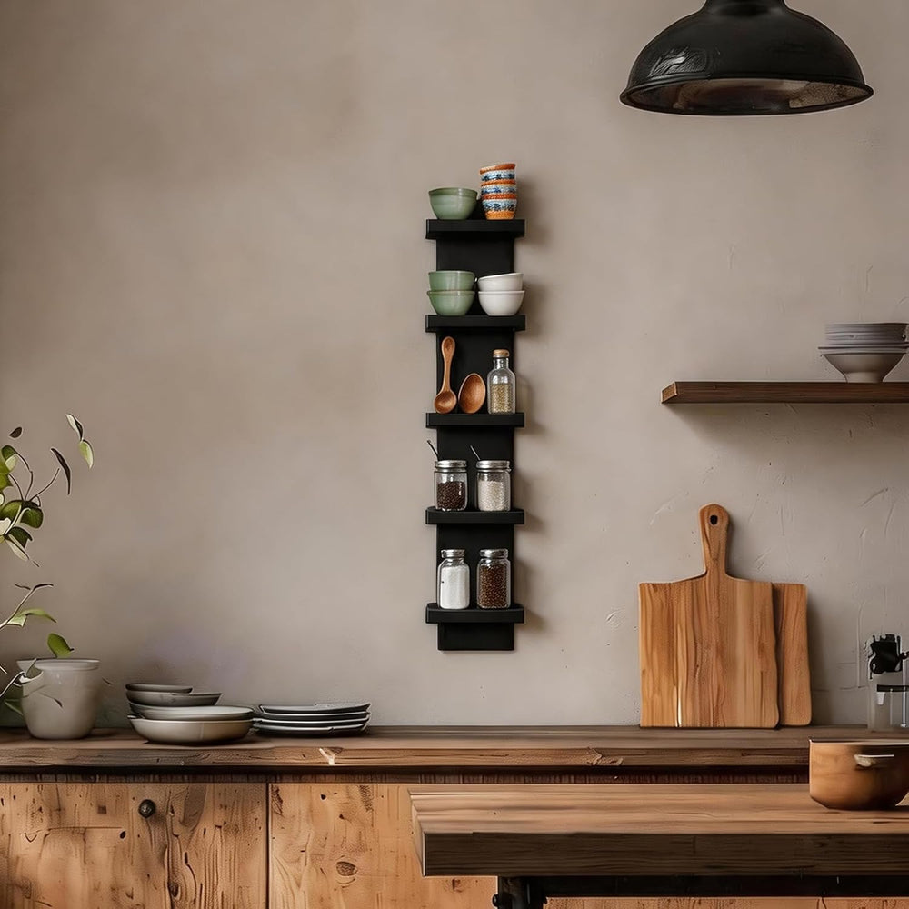 Homaterial Small 5 Tier Wall Shelves, Black