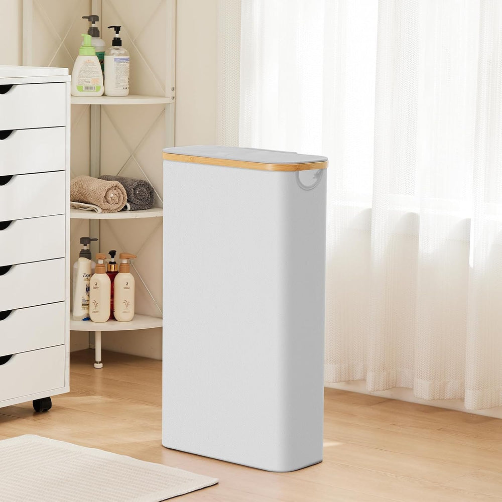 Slim Laundry Hamper with Lid by Fiona's magic, 63L Narrow Laundry Basket ...