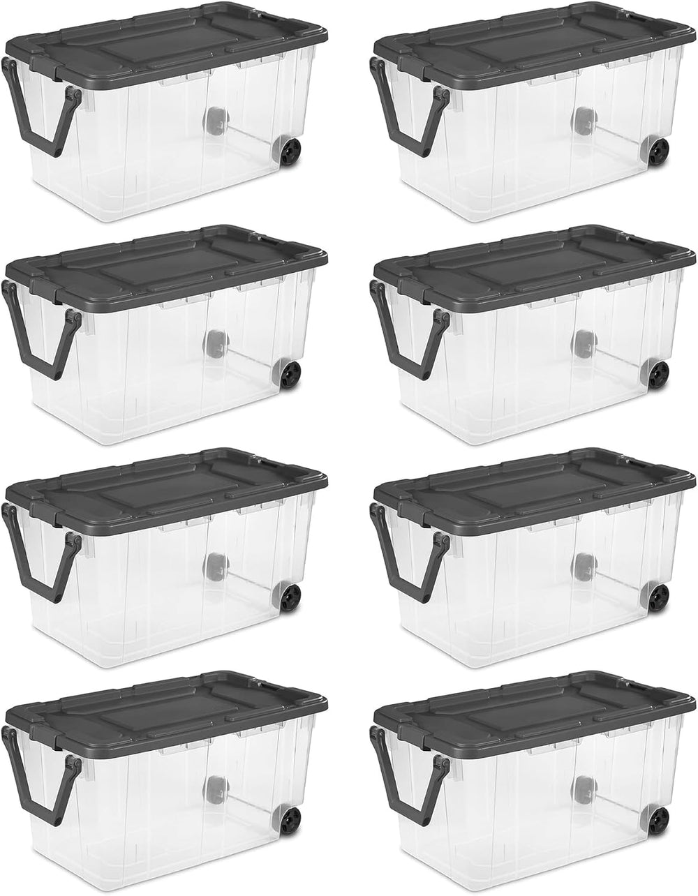 Sterilite 8-Pack Modular Stacker Box, Durable Clear Plastic Storage Bins with...