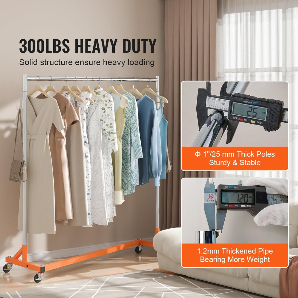 VEVOR Z Rack Industrial Grade Z Base Garment Rack Rolling Sturdy Steel