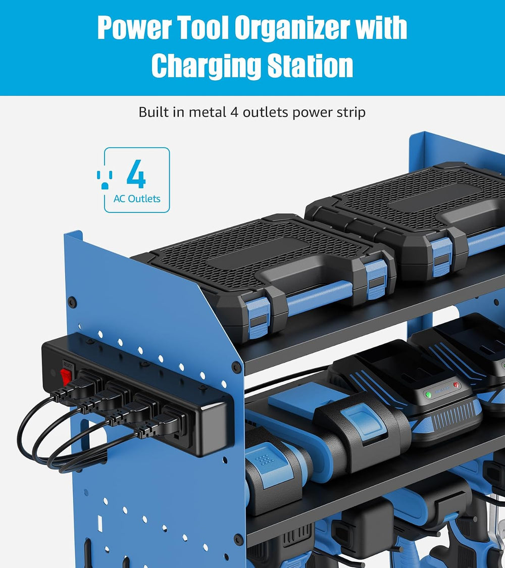 CCCEI Modular Power Tool Organizer Wall Mount with Charging, Blue, 1 Pack