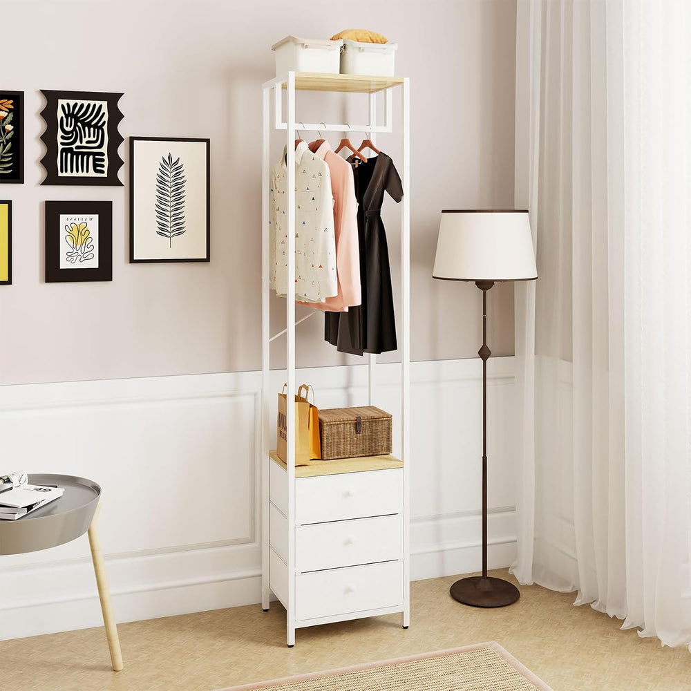 YMYNY Garment Rack, Clothes Rack with Drawers, Freestanding Tall Closet Organ...