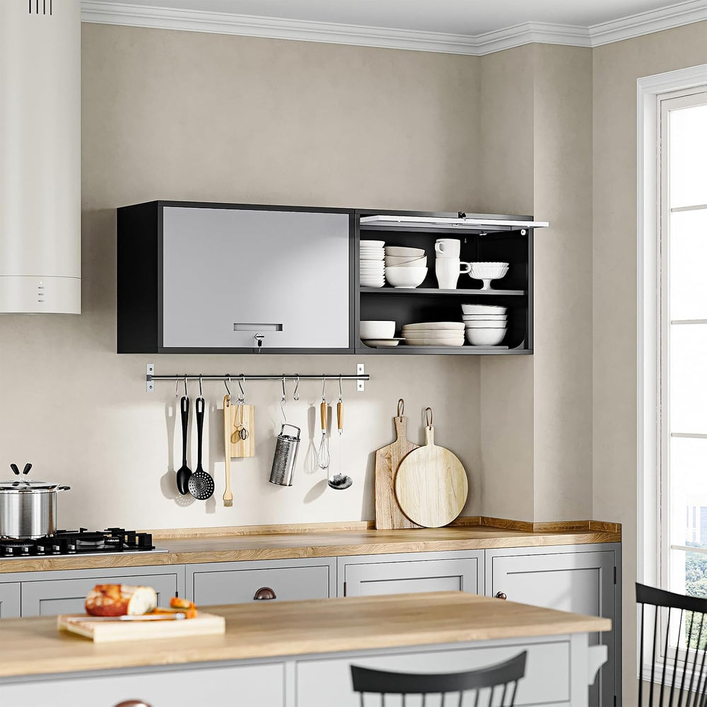 Yizosh Metal Wall Cabinet with Doors and Shelves, Wall Mounted Storage Cabine...