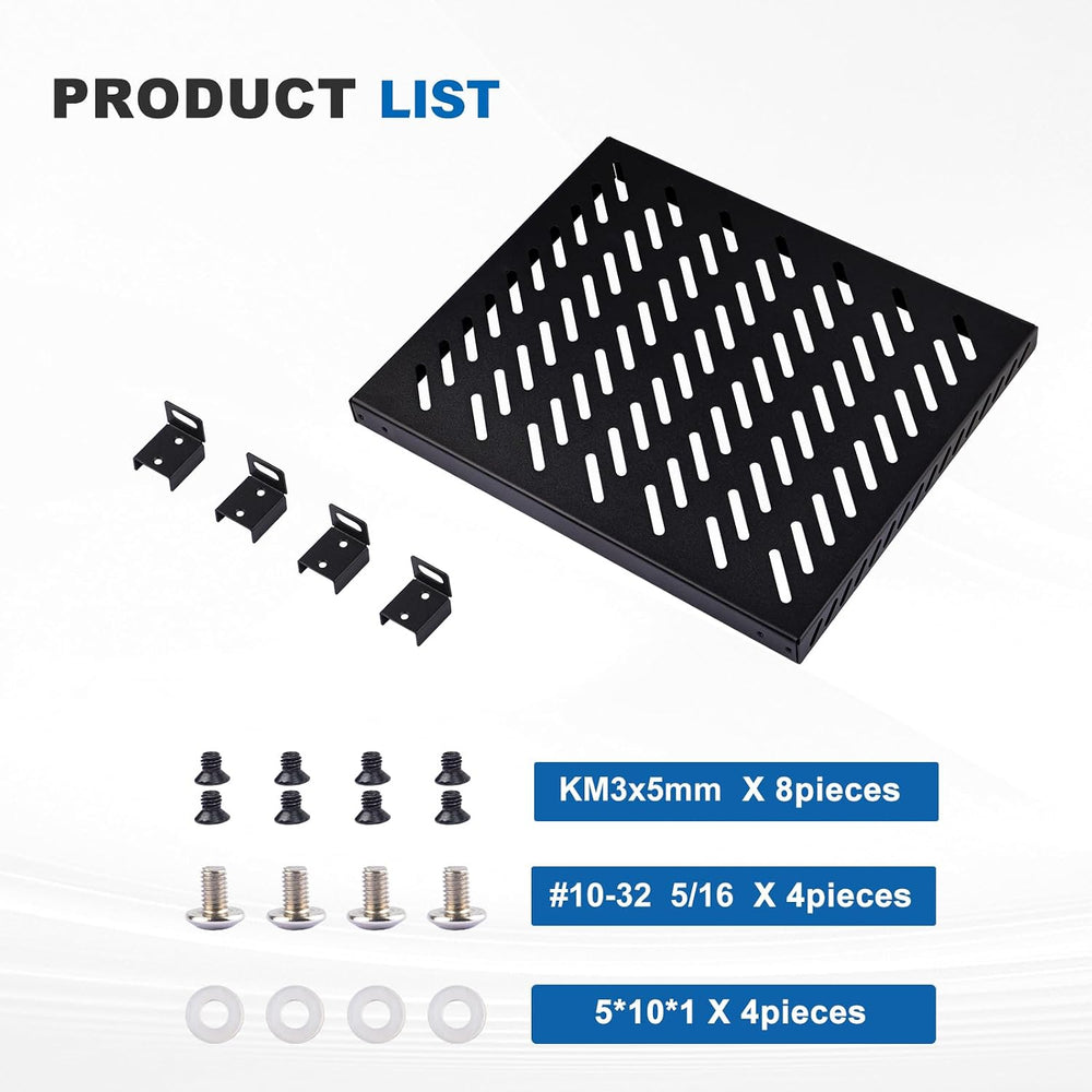 GeeekPi 10 inch 0.5U High Duty Vented Rack Shelf for DeskPi RackMate T2/T0 Pl...