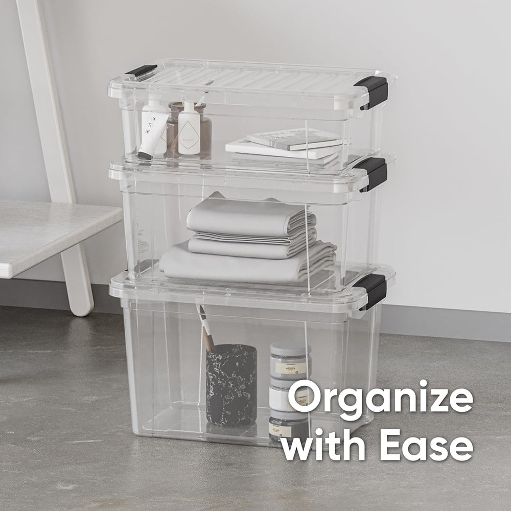 Superio Storage Bins with Lids, Clear Plastic Containers for Organizing, Stac...
