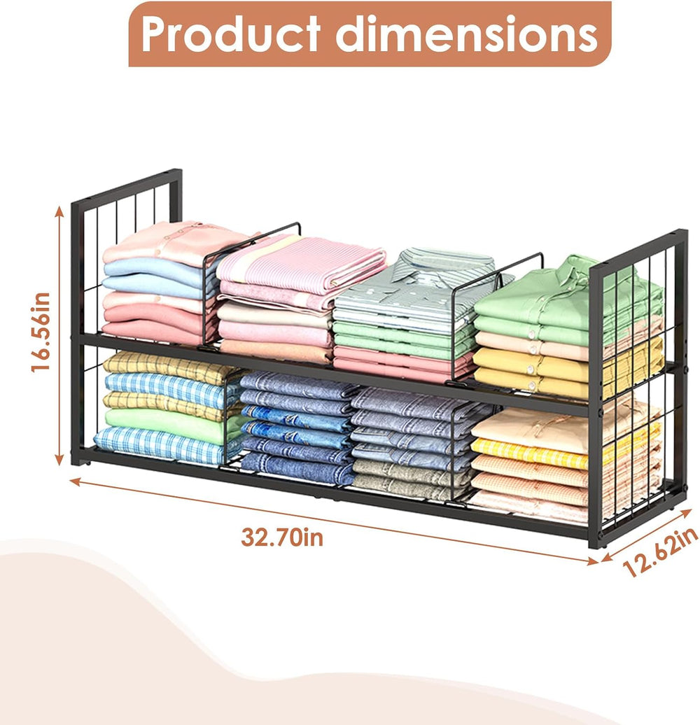 Hongtamoya 2 Pack Stackable Closet Storage Shelf