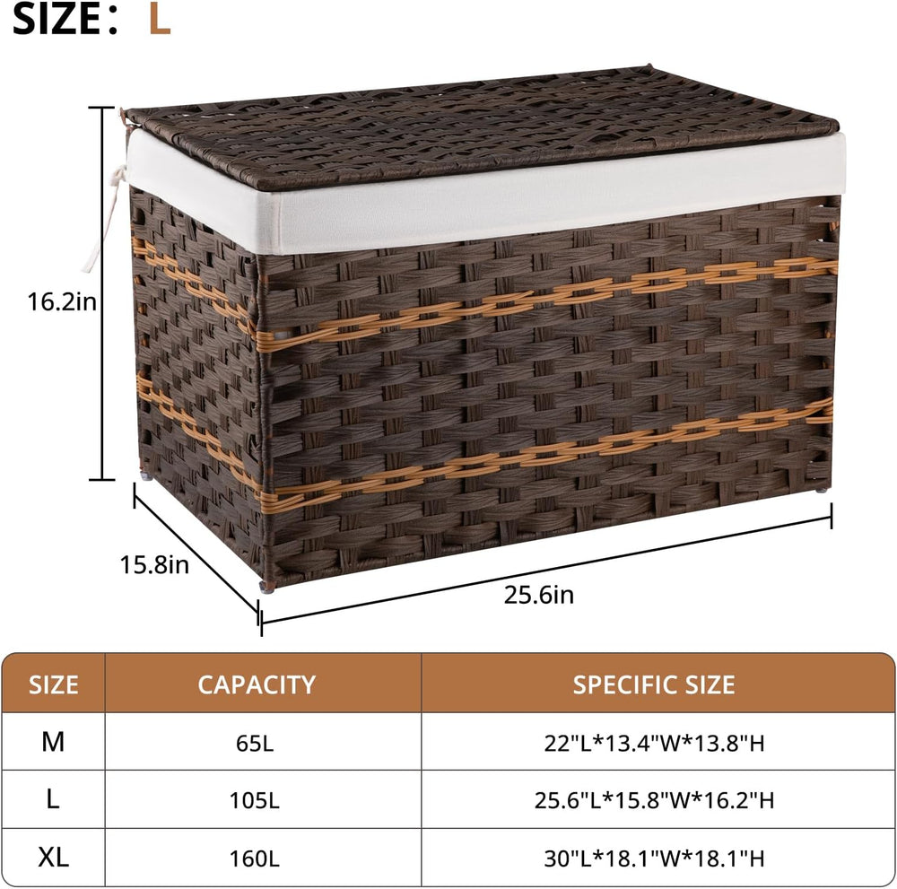 OIAHOMY Storage Basket with Lid, 27.7 Gallon (105L) Blanket Basket with Remov...
