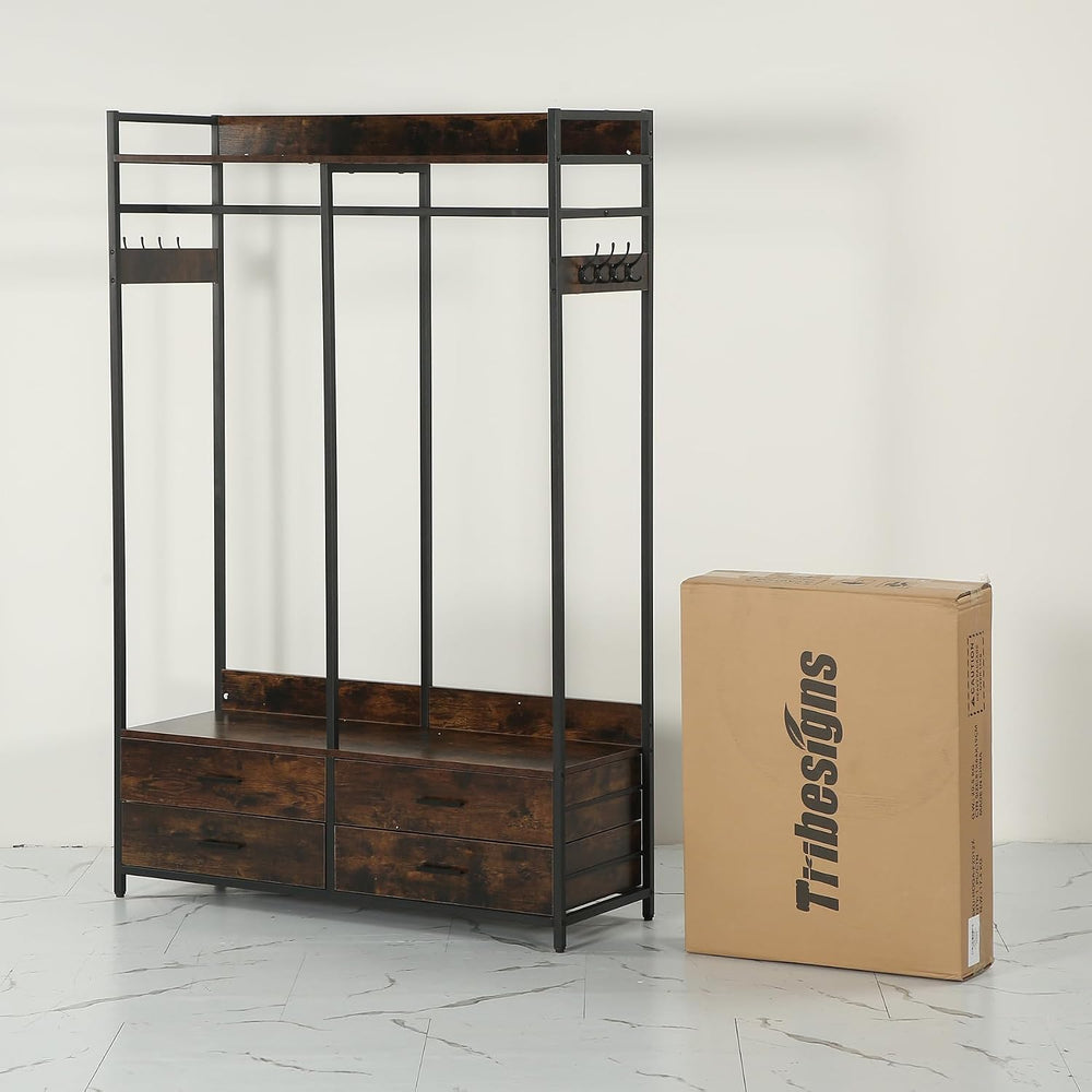 Tribesigns Freestanding Closet Organizer, Garment Rack with 4 Drawers