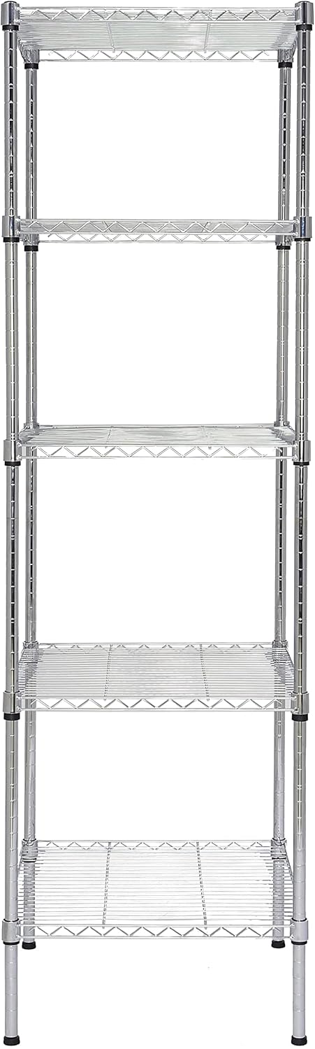 Finnhomy Heavy Duty 5 Tier Wire Shelving Unit, 18x18x59-inches 5 Shelves Storage Rack, Metal Shelving with Thicken Steel Tube, NSF Certified, Chrome