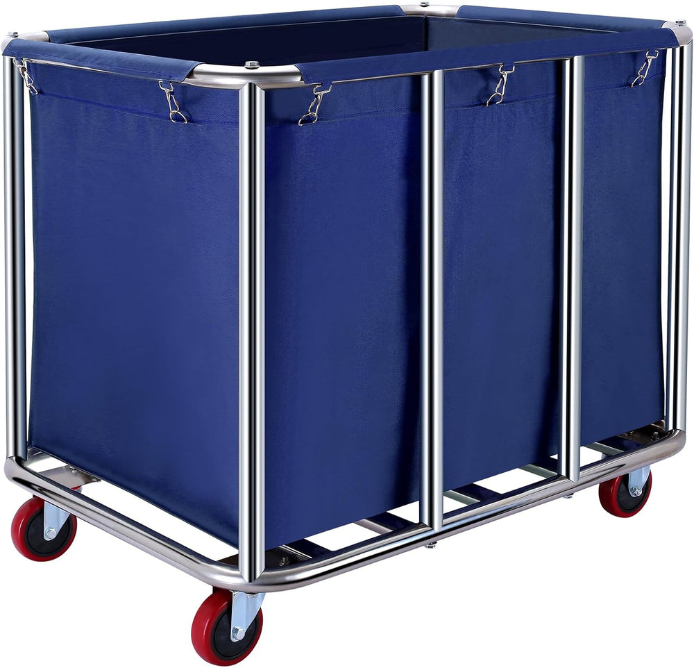 JJSMKCH Commercial Laundry Cart with Wheels,400L Large Laundry Cart(Blue)