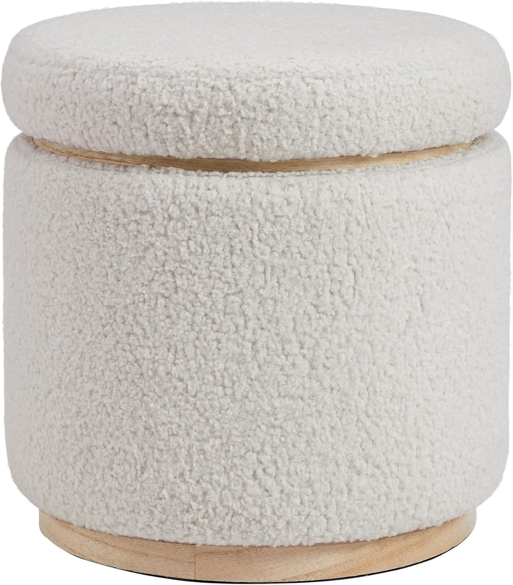 Linon Home Décor Cream Sherpa Round Storage Wooden Base by Linon Lexington Ot...