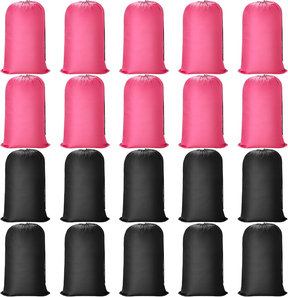 Nuogo 20 Pcs Large Laundry Bags Bulk, 38 x 24 Inch, Black, Pink