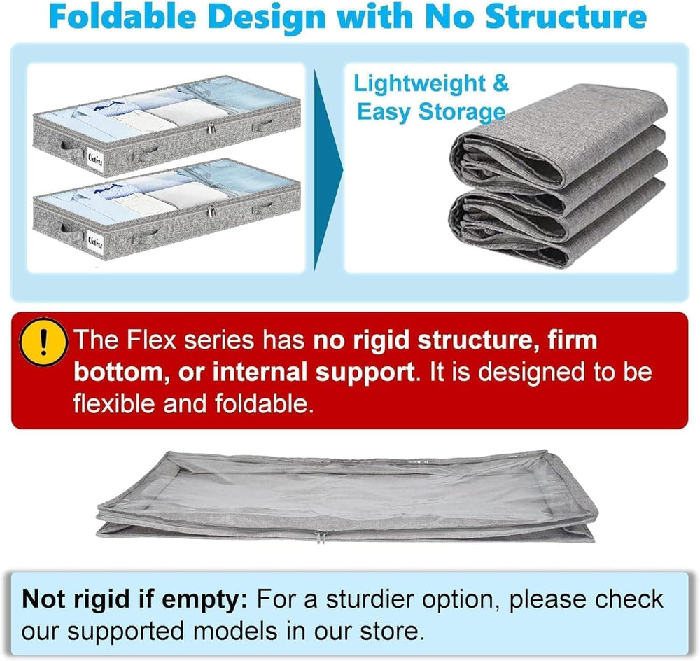 3 Inch Low Profile Under Bed Storage Drawer 4 Pack, Lightweight Underbed Clot...