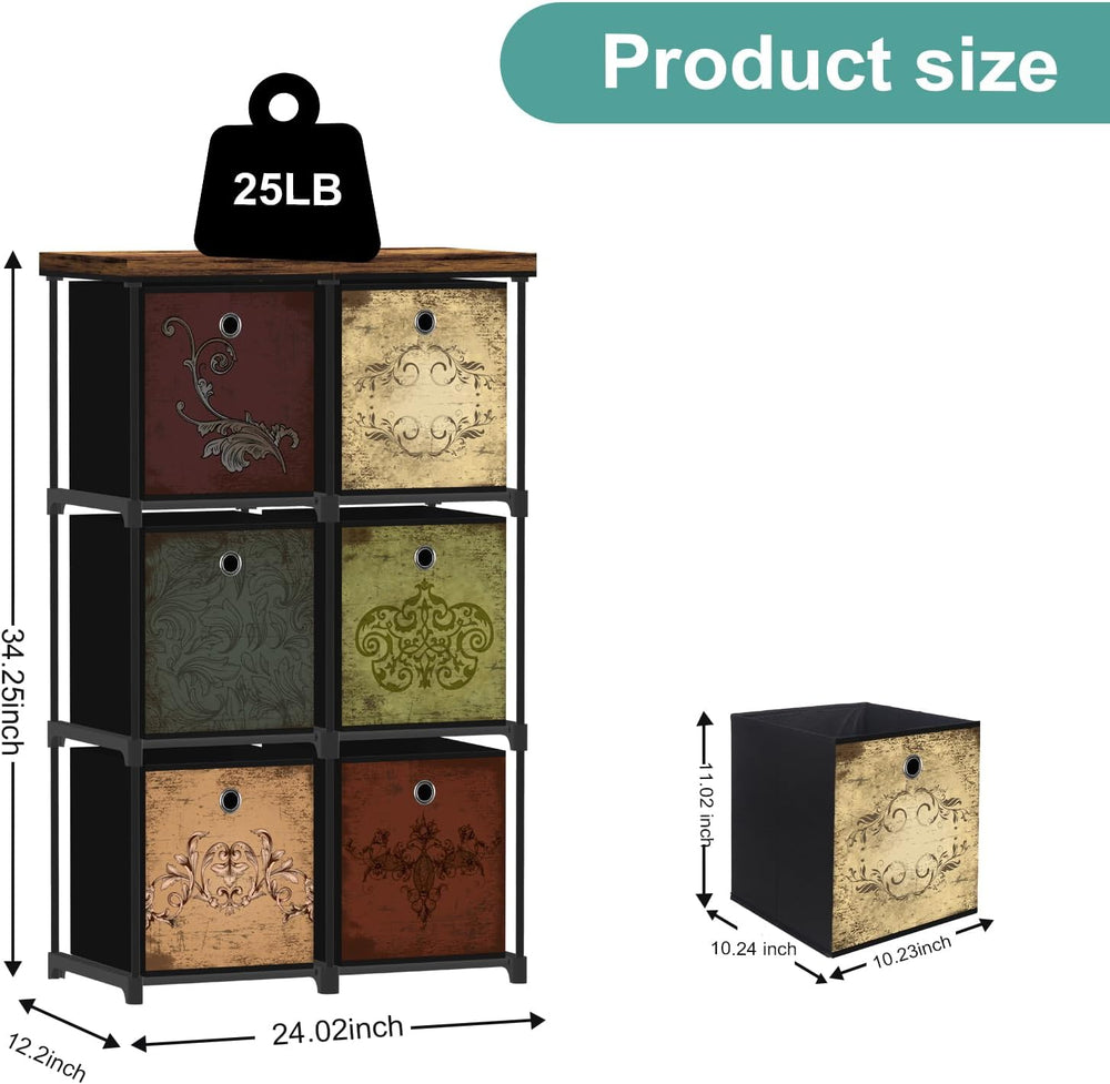VASICAR Small Fabric Dresser with 6 Drawers, DIY Cube Organizer for Closet
