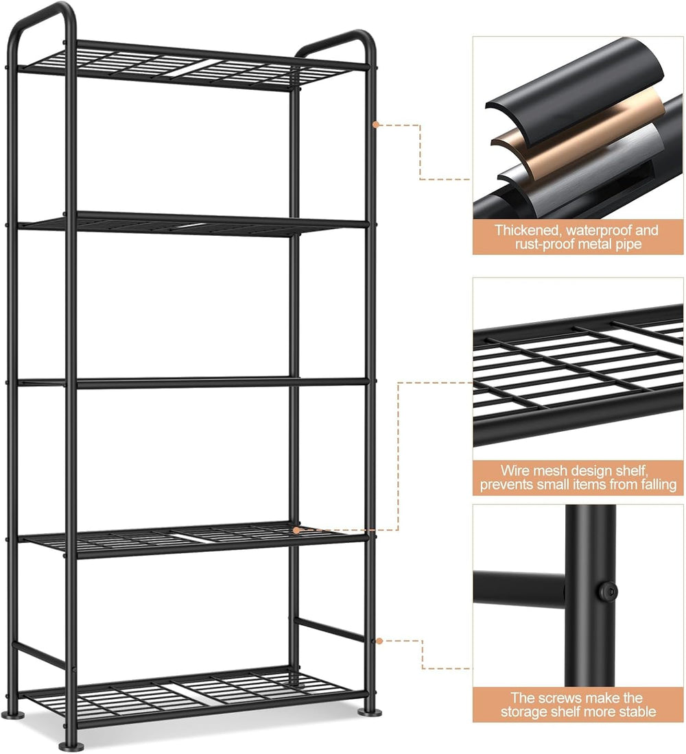 VTRIN Storage Shelves, 5 Tier Garage Shelving with Leveling Feet, Sturdy Meta...