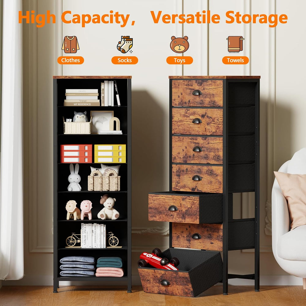 Furnulem Dresser for Bedroom, 7 Drawers Tall Chest of Drawers