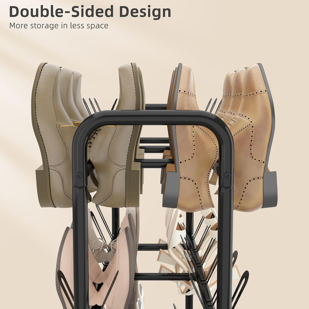 STORAGE MANIAC 24 Pairs Vertical Shoe Rack, Wing Large Metal Shoe Organizer f...