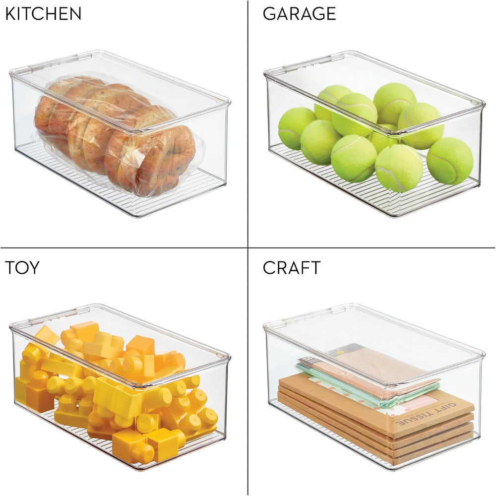 iDesign Stackable Shoe Box with Hinged-Lid, Set of 2, Clear