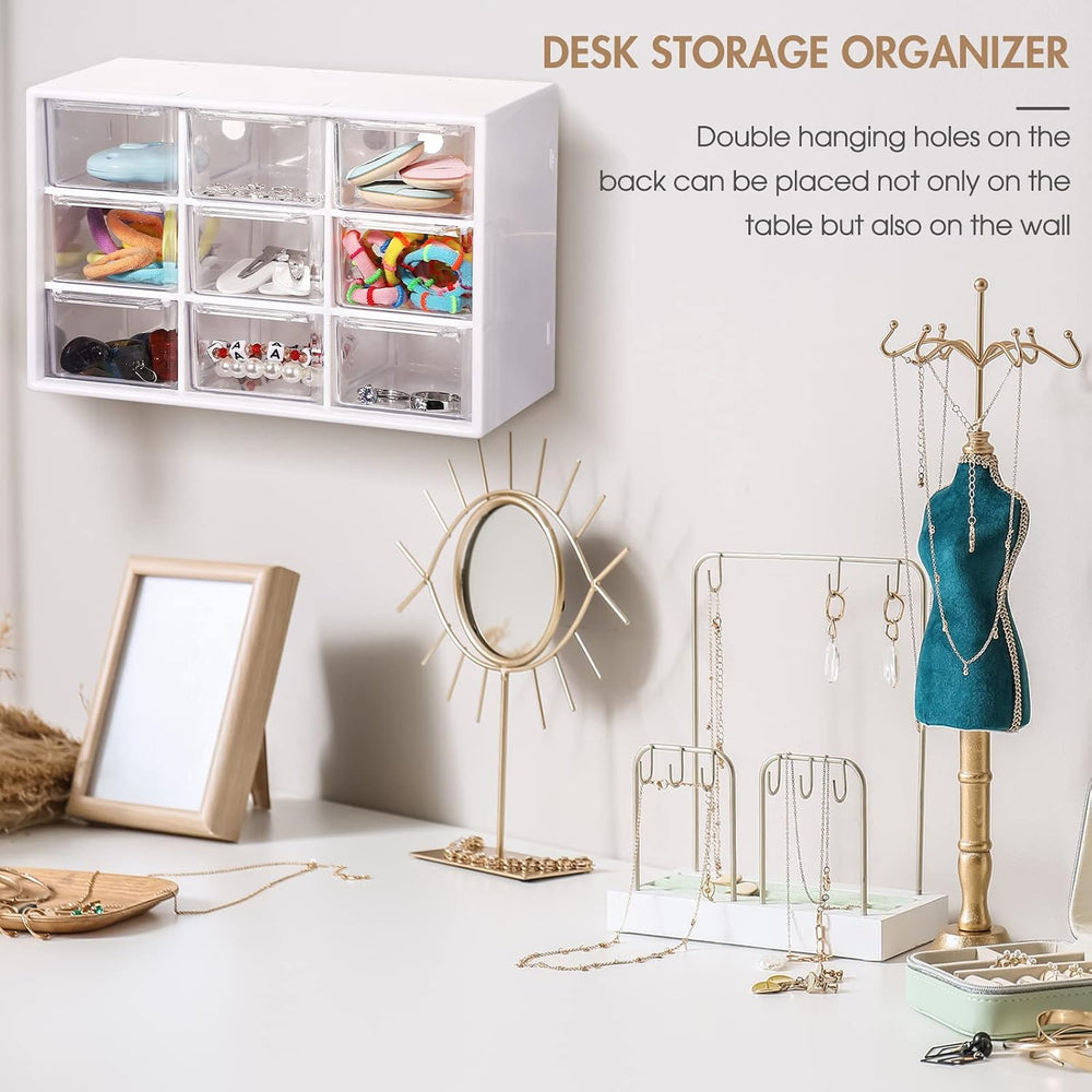 Rtteri 9 Pieces Mini Drawer Organizer Plastic Desktop Storage Box, White