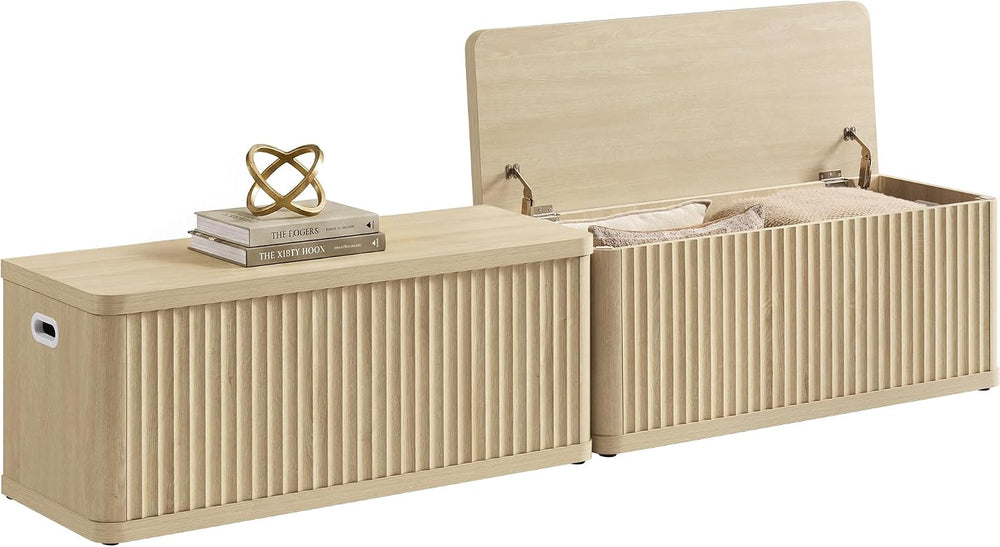 SICOTAS Storage Bench 80.4" Wide Shoe Bench with Lift Top Large Wooden S...
