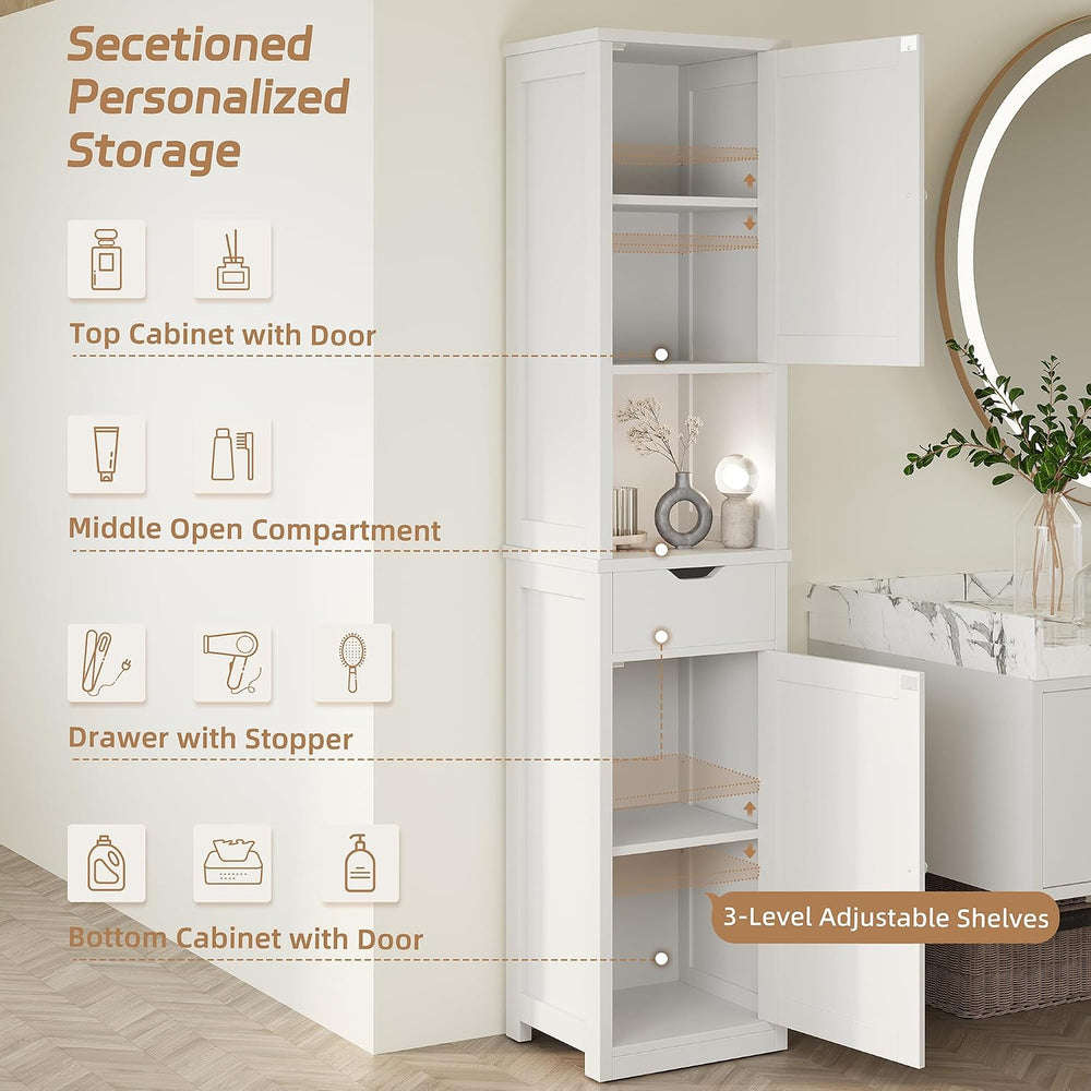 Shintenchi Tall Bathroom Storage Cabinet, Slim Corner Floor Cabinet with Door...