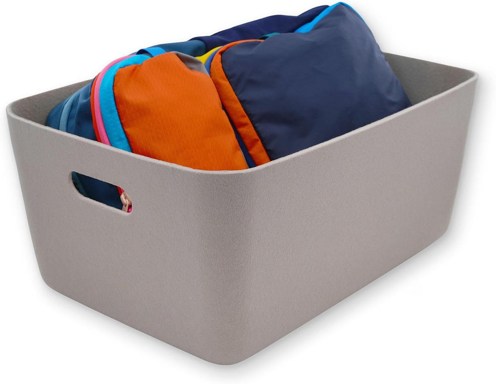 Welaxy Nordic Large Storage Basket Ultra Soft Structured Bin, Stone White