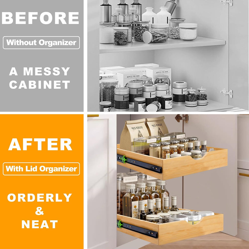 MinBoo Bamboo Pull Out Drawers for Cabinets 14" W x 21" D,Gliding S...